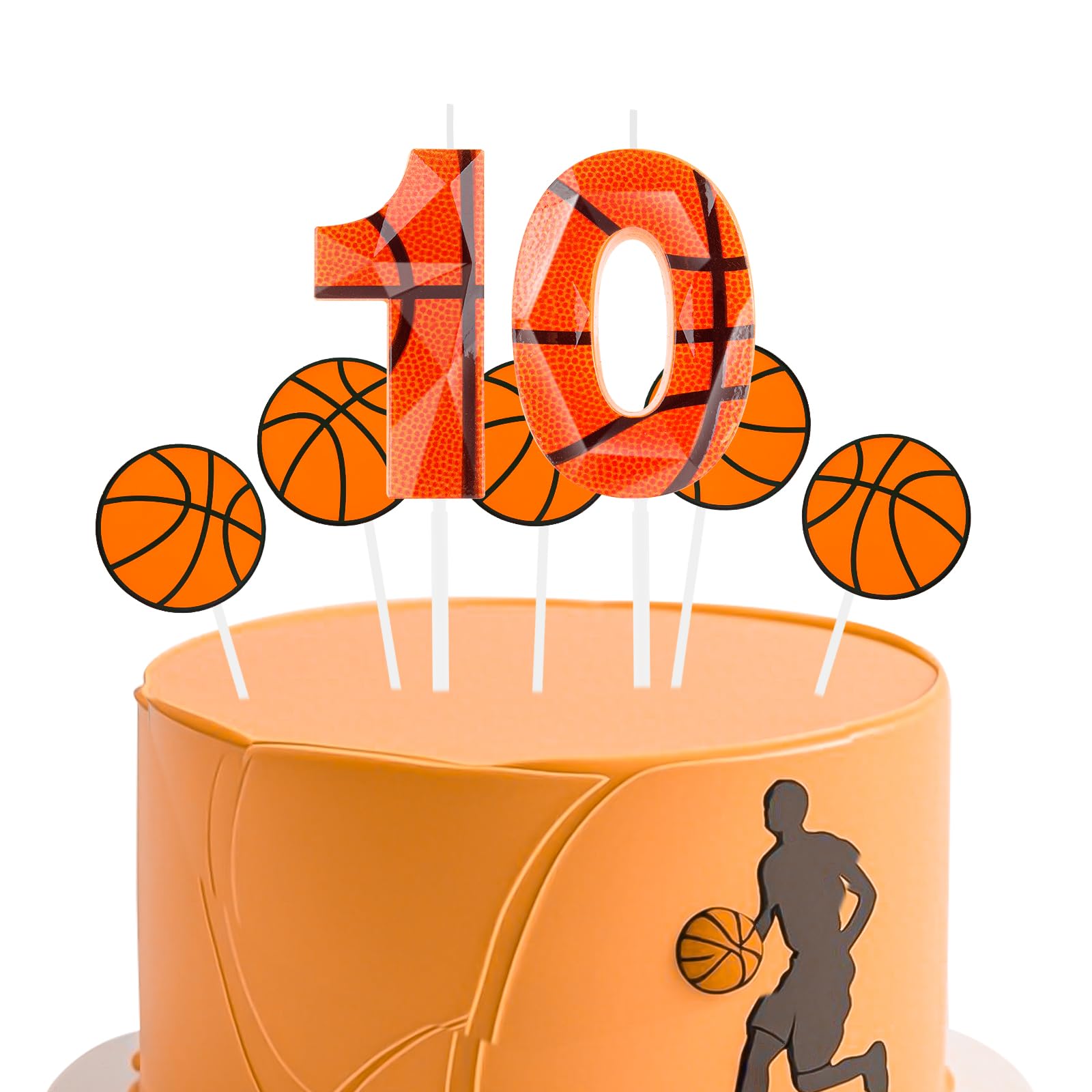 10th Birthday Candle Basketball 3D Designed Number 10 Candles Cake Topper Decorations Happy Birthday Candle for Girls Boy Anniversary Athletes Sports Celebrations Party Supplies