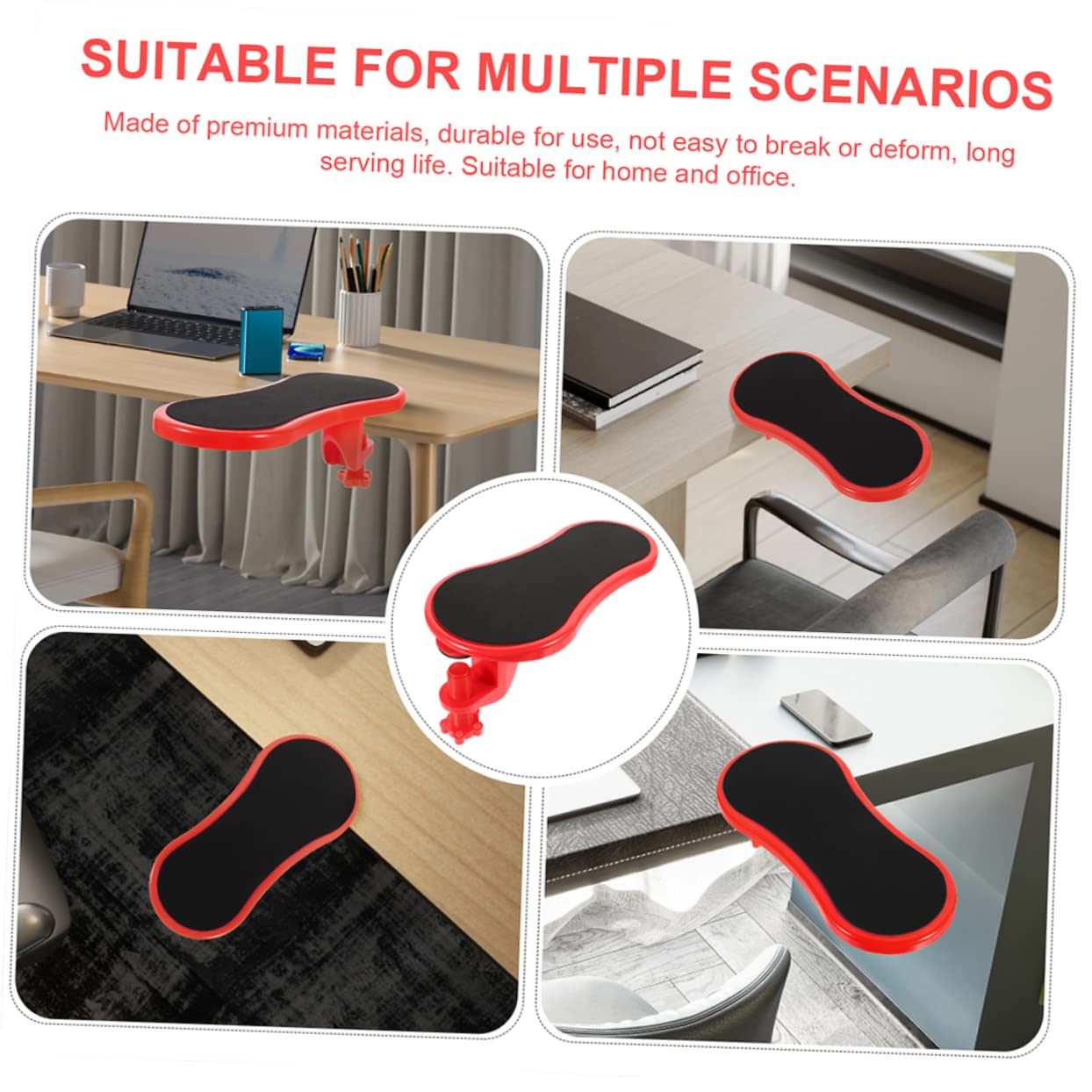 Hemobllo 2pz Poggiapolsi Ergonomico per Ufficio Rosso in Gomma e Cotone Supporto per Polso e Gomito, Design Leggero per Scrivania e Viaggi di Lavoro
