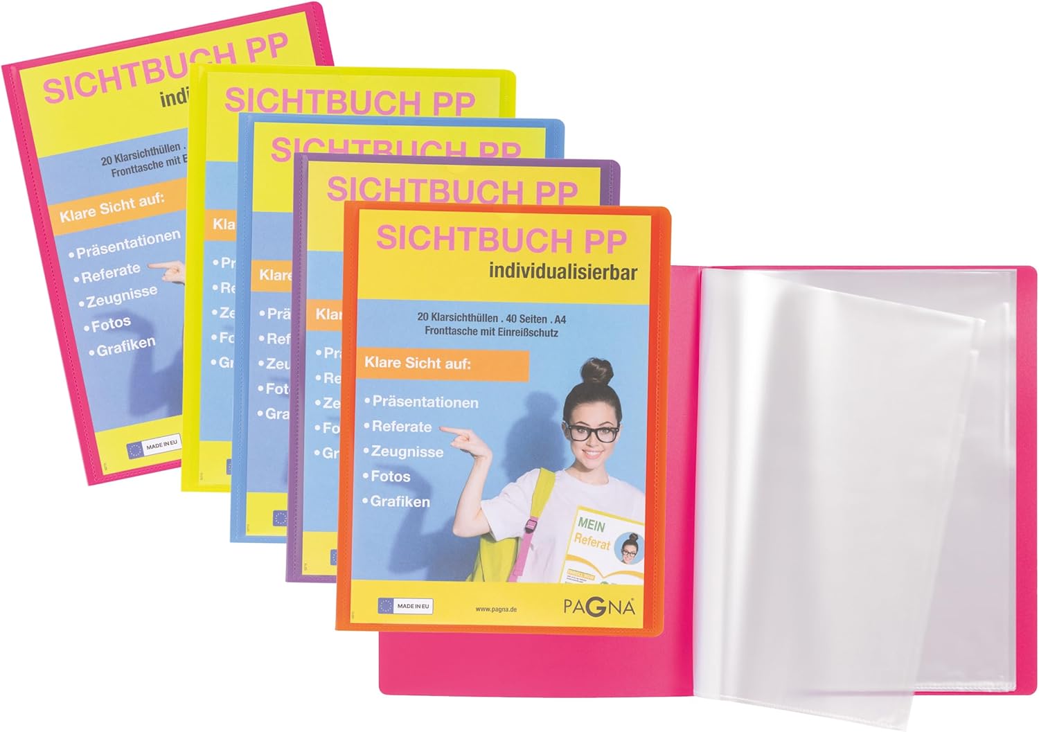 PAGNA School 21013-34 Display Book A4 Polypropylene with Front Pocket Dark Pink