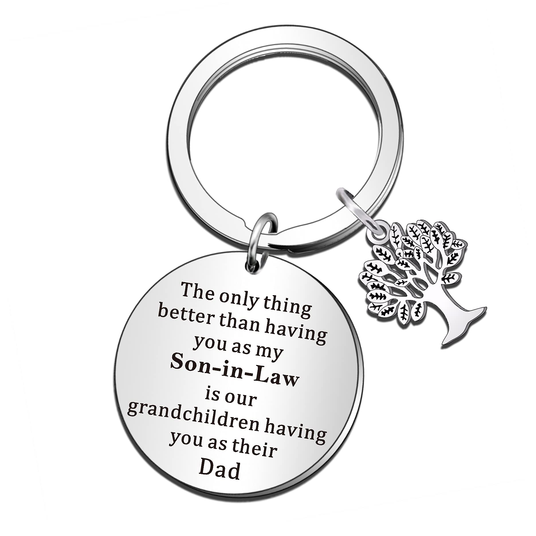 QMVMVSon-in-Law Gifts Son in Law Keyring The Only Thing Better Than Having You As Son-in-Law is Our Grandchildren Having You As Dad Christmas Birthday Wedding Gift Son in Law Keyring Gift