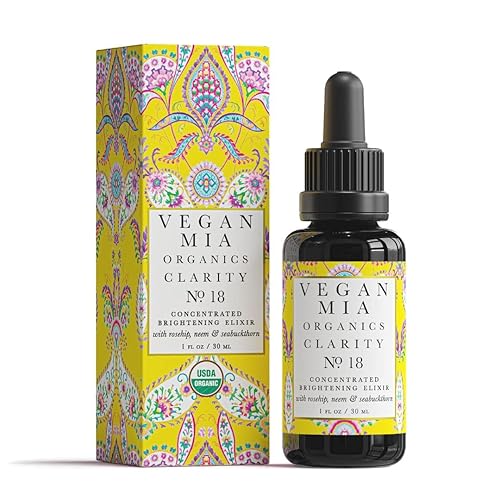 Vegan Mia Organics - Suero de aceite facial iluminador y equilibrante Clarity con aceite de semillas negras aceite de jojoba aceite de rosa mosqueta