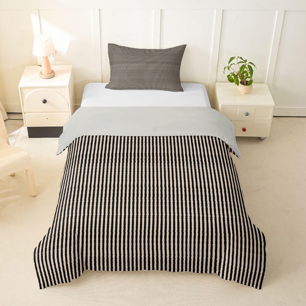 Feelyou Black Beige Duvet Cover Toddler Size