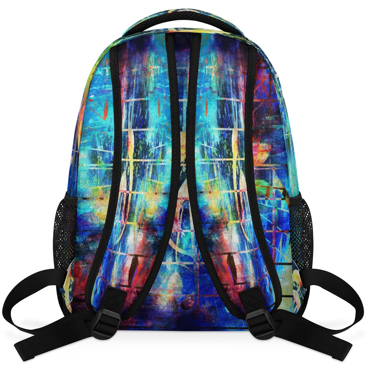 Abstrakter bunter Noten-Rucksack für Jungen, Mädchen, Männer, Frauen, Musiknoten-Rucksack, Schule, Büchertasche, Wandern, Reisen, Laptop, lässiger Tagesrucksack, farbig, Medium