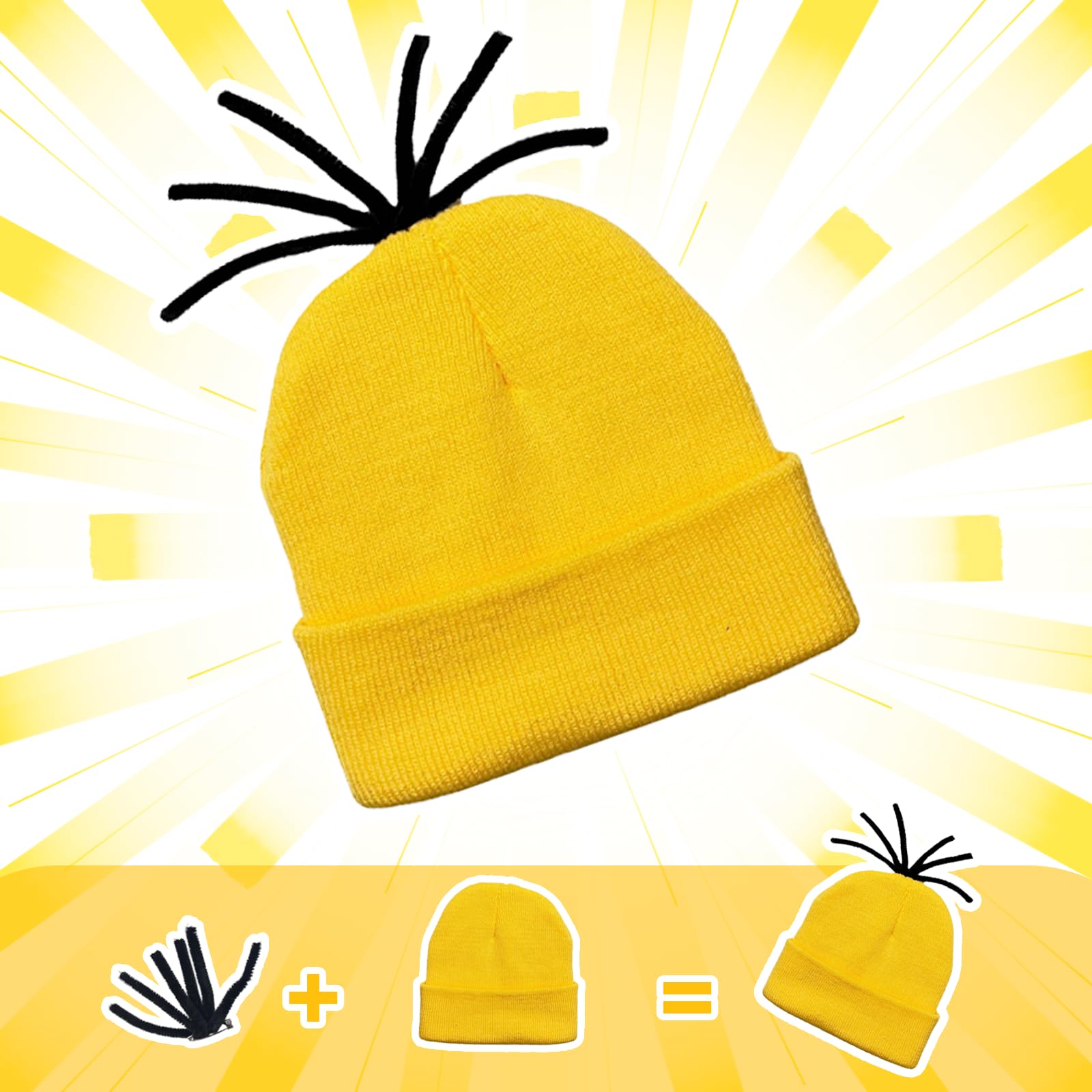 YAEGIMHT Yellow Costume Accessory Set, World Book Day Carnival Cosplay Costume, Include Hat, Goggles, Suspenders, Gloves - Image 4