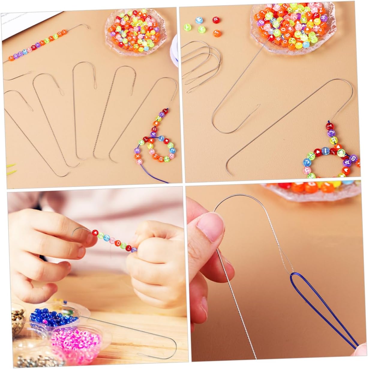 HAPINARY 4pcs Bead Embroidery Needles Curved Needles Sewing Tools for Easy Threading Beading