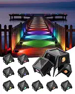 TECKNET Solar Driveway Lights Outdoor 12 Pack, 9 Colors & 3 Dynamic Color Modes Solar Dock Deck Lights with IP68 Waterproof, RGB Driveway Marker Light for Warning Step Sidewalk Stair Walkway Pathway