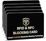 SaiTech IT 5 Pack RFID Blocking Card, One Card Protects Entire Wallet Purse, NFC Contactless Bank Debit Credit Card Protector ID ATM Guard Card Blocker(Black)