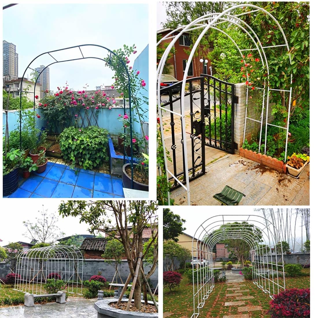 Generisch Weißer Metall-Gartenbogen - Verstellbare Rosenlaube/Pergola für Kletterpflanzen und Hochzeiten im Freien, 200-350 cm hoch x 80 cm breit, Robustes Gartenspalier.