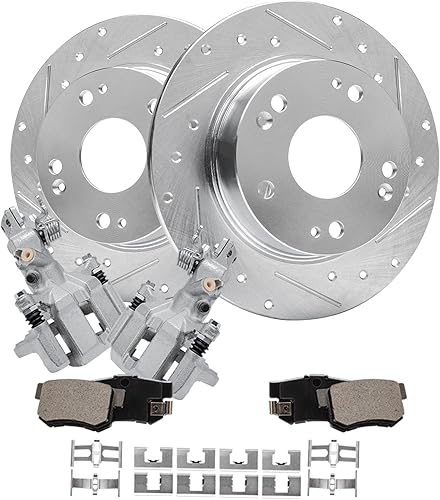 Miniatura 26 de Detroit Axle - Kit de freno delantero para 2014 2015 2016 Kia Soul Reemplazo de discos perforados y ranurados Rotores de freno de disco pastillas de