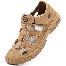 youermei Mens Hiking Sandals Outdoor Sport Sandals Closed Toe Water Shoes with Adjustable Straps, Anti-Slip Lightweight Casual Sandals for Beach Walking Camping Trail