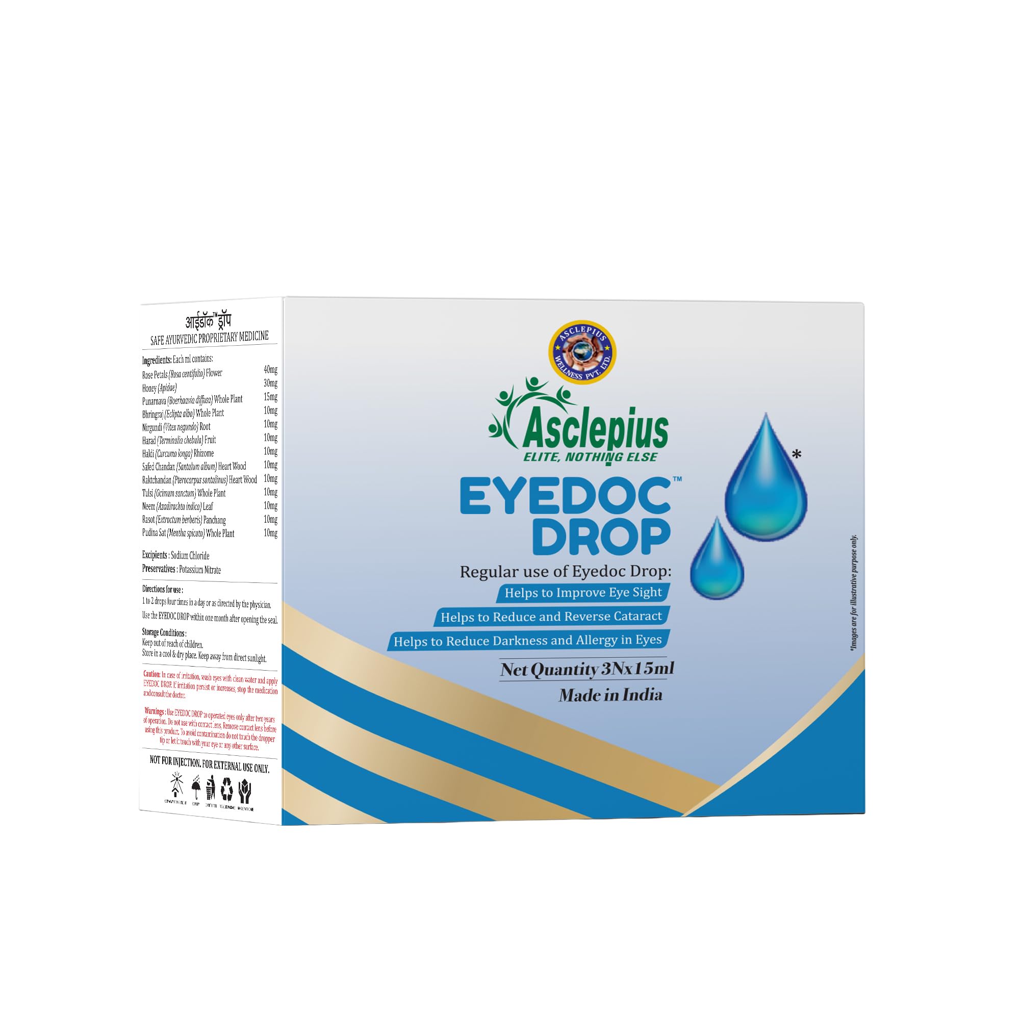 ASCLEPIUS WELLNESS Eyedoc Drop Natural Eye Care with Rose Petals, Honey & Herbal Blends for Dryness, Itching, Reduces Redness, and Enhances Eye Health with Punarnava, Bhringraj, Neem- 15ml