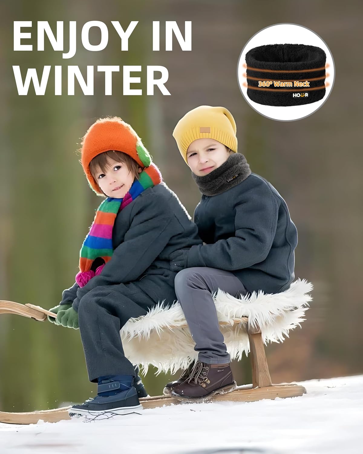 Polar Fleece Kids Neck Warmer Infinity Scarf Winter Neck Gaiters For Boys Girls Face Cover Ski Mask - Image 3