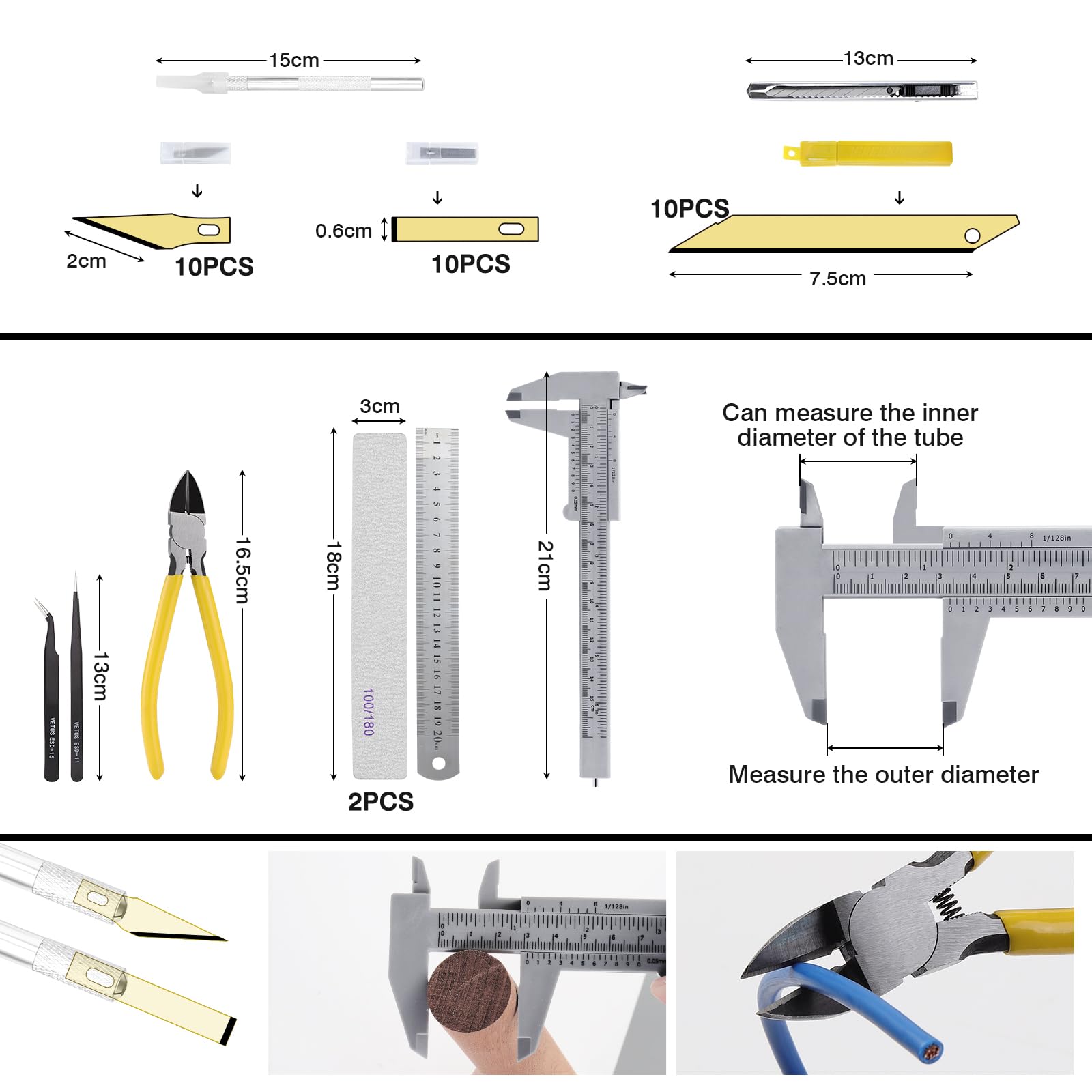HSEAMALL 109 STÜCKE Modellbau Werkzeug Set,Gundam Modeler Grundwerkzeuge Hobby Werkzeug Sets Basic Tools Modellbausatz für Hobby Model Assemble Building