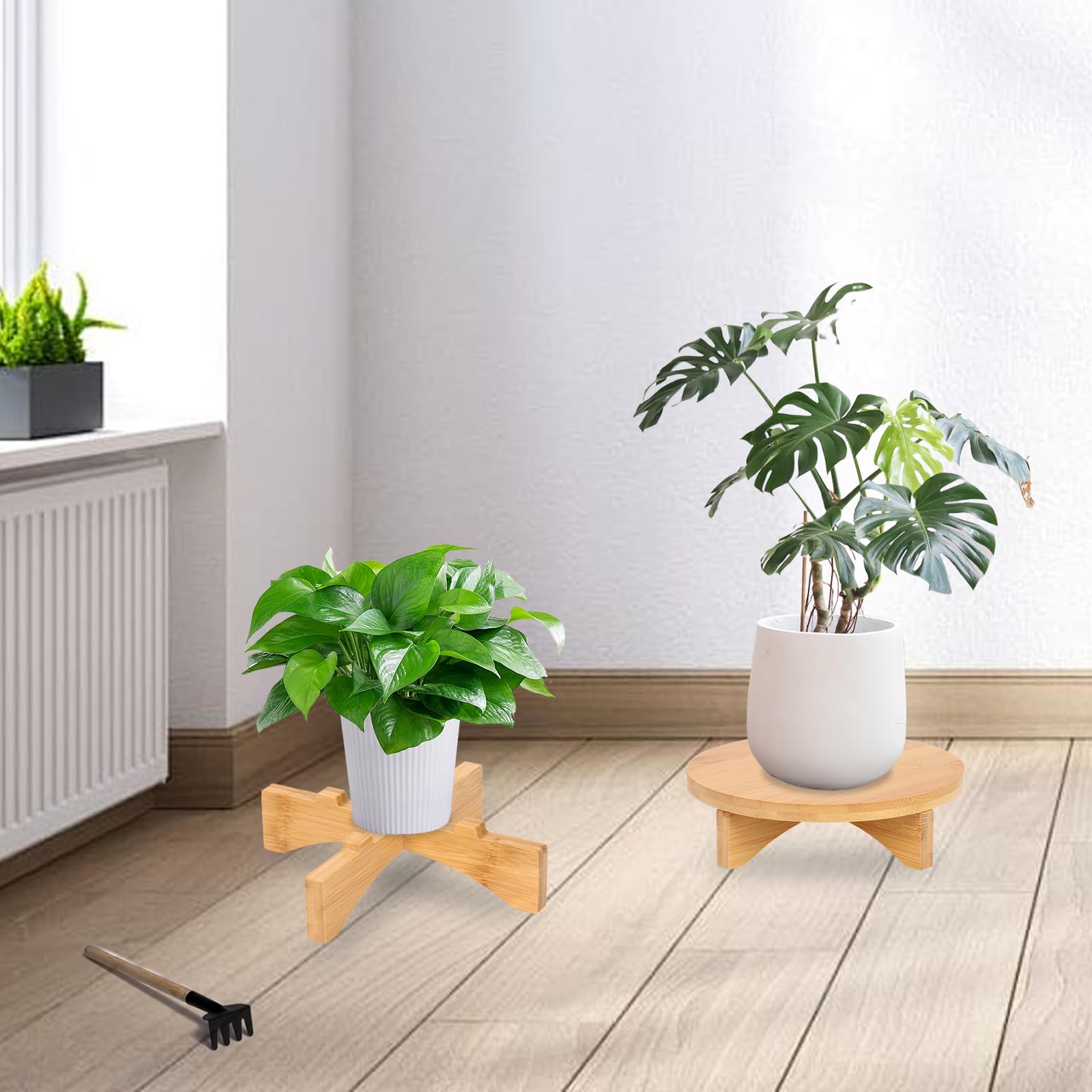 Tefola 3 PCS Blumenhocker Holz, 50 Pfund Gewichtskapazität Ausstellungsständer für Holzhocker, Abnehmbar Klein Holzschemel für Präsentation von Pflanzen, Tischdekorationen, Büchern Oder Geschenken