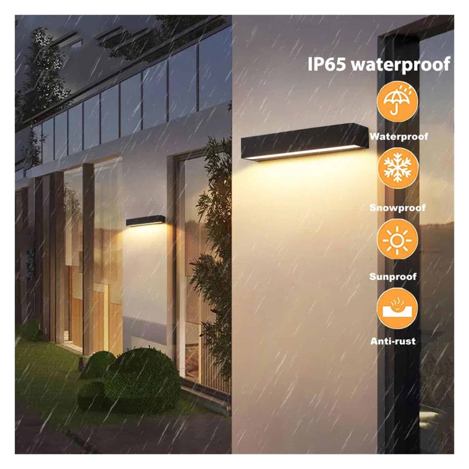 Kinkiety ścienne LED na werandzie aluminiowe oprawy oświetleniowe zewnętrzne IP65 wodoodporna lampa do domu drzwi do patio wystrój garażu(Cool white 6000k,Black 30cm)
