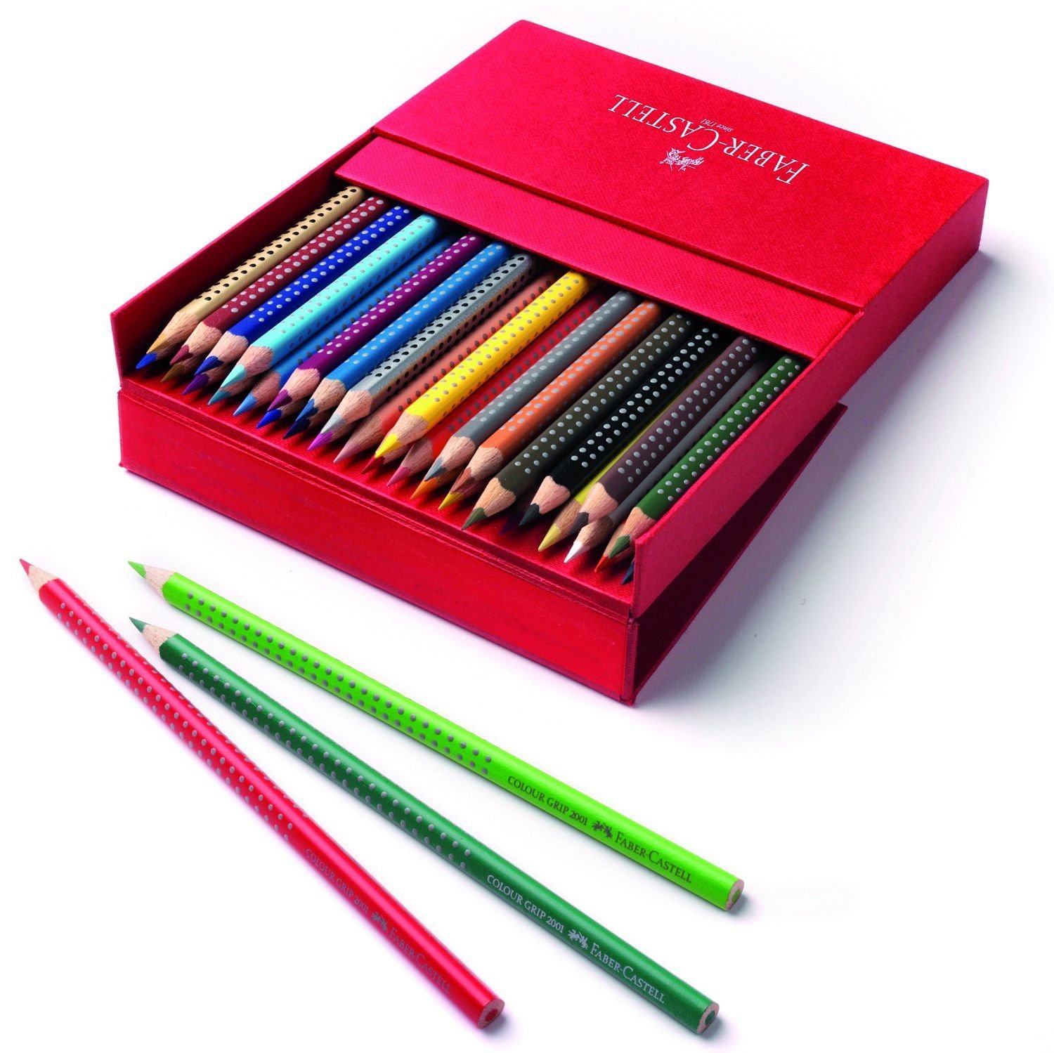 Set Pittura Faber-Castell Colour Grip 2001: 36 Pastelli In Custodia Metallica + 6 Matite HB E Gomma