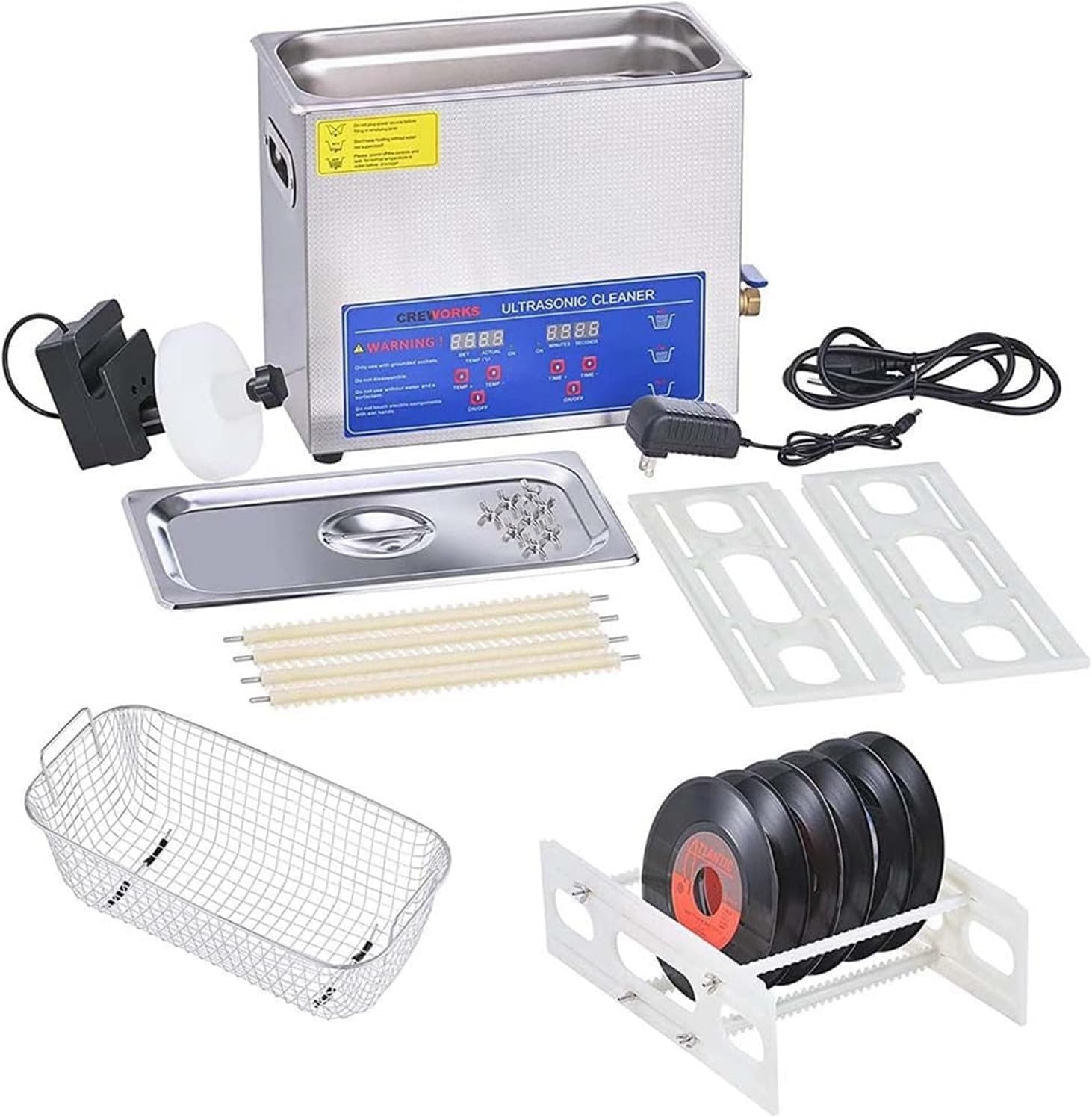 Limpiador Ultrasónico De Discos De Vinilo De 180w 6l, Limpiador Ultrasónico Comercial, Limpiador De Discos LP, Lavadora De Discos, con Temporizador Digital Y Calentador