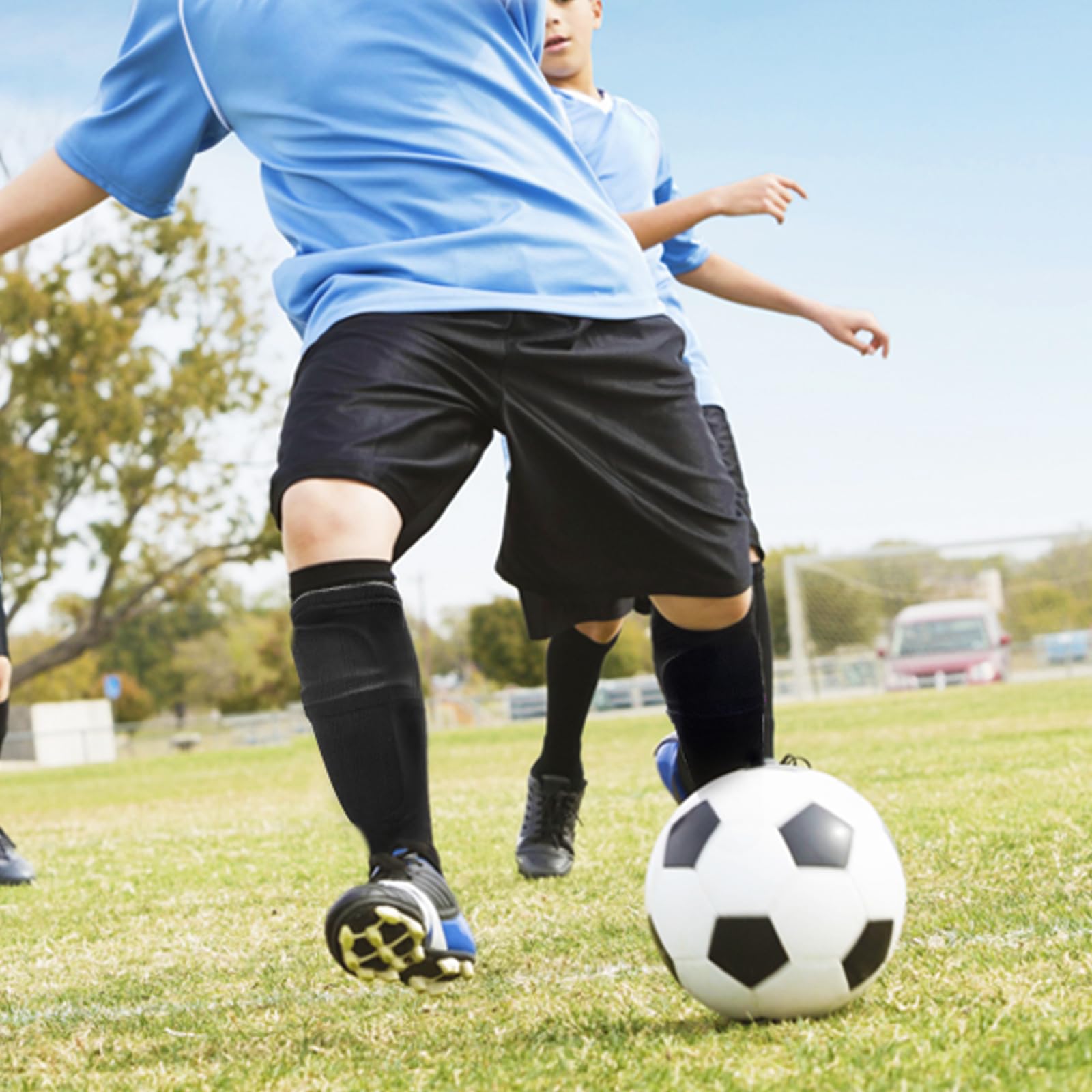 Espinilleras Futbol, 2 Pares, Apto para Adultos y niños, con Bolsillo optimizado