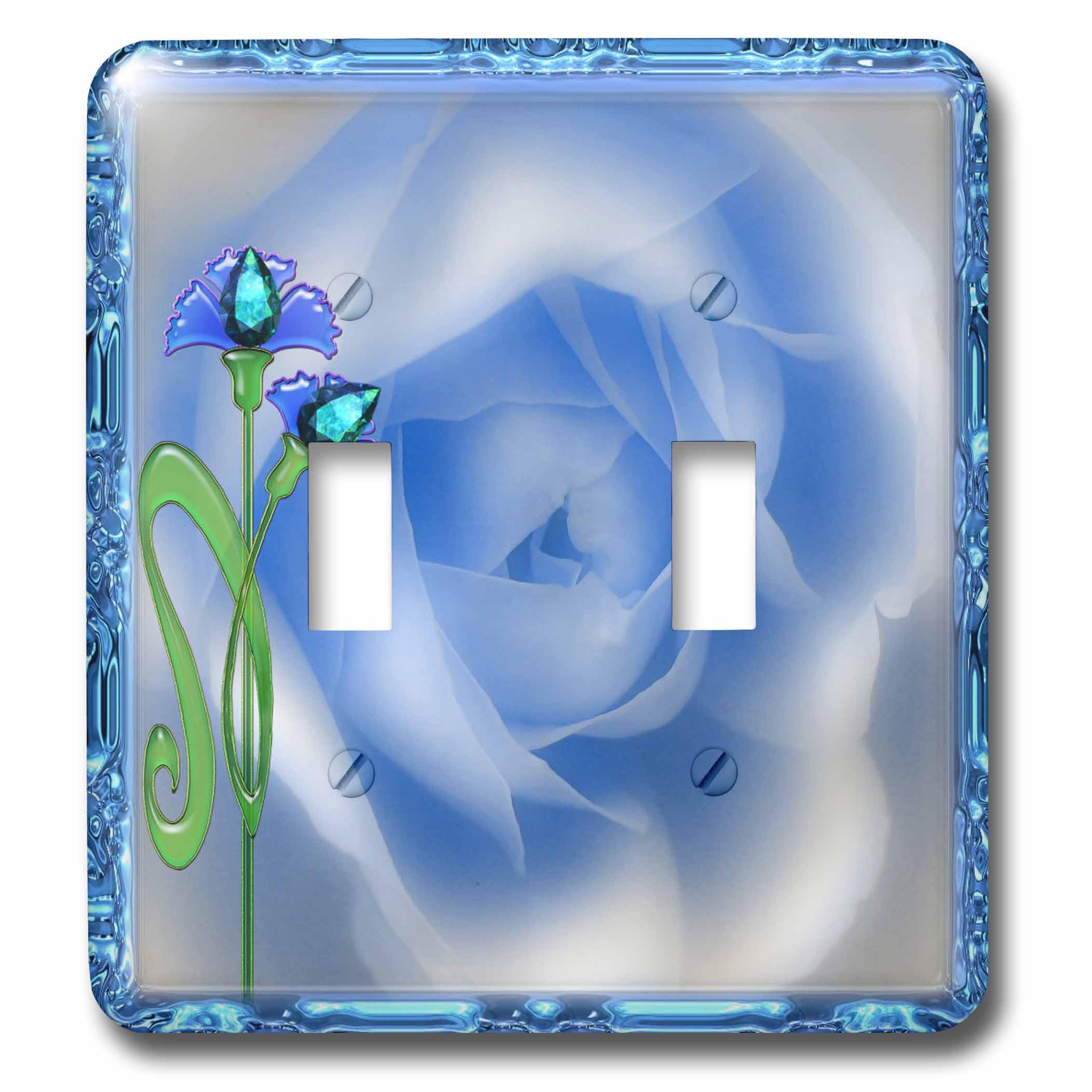 Interrupteur à baïonnette design fleur cadre gemme 3dRose LSP_52207_2