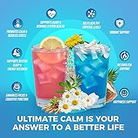 Vista 4 de Mezcla de bebida para la máxima calma - Suplemento súper reductor de cortisol, polvo de glicinato de magnesio, ashwagandha, L Teanina, albahaca