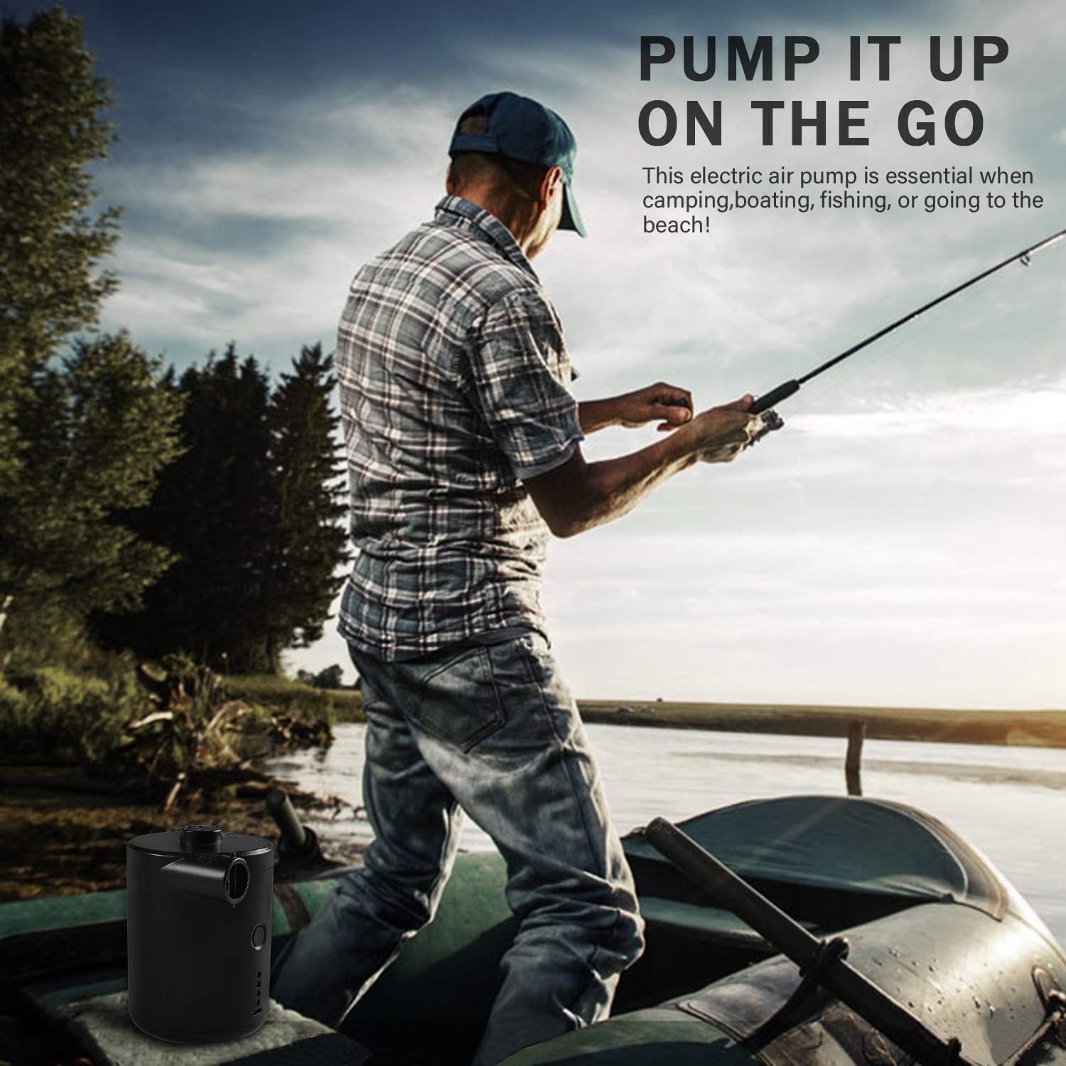 Portable Electric Air Pump for Inflatables,4000mAH Battery Powered USB Rechargeable Mini Electric Pump with 3 Nozzles for Air Mattress, Pool Floats, Swimming Ring, Air Bed(Black) : Sports & Outdoors