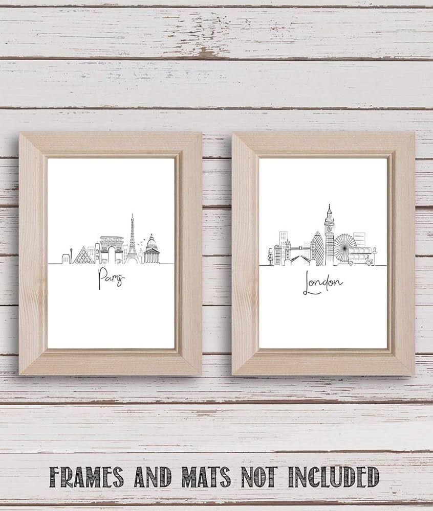 ⭐️aです　グレー トレーナー ロンドン風景 イラスト付き Amazon.com: TJ Originals Paris and London City Skyline