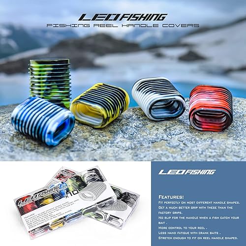 Miniatura 6 de LEO 10 piezas de goma para carrete de pesca, funda antideslizante para perilla de cebo de cebo 5 pares en paquete de 5 colores (5 colores mezclados)