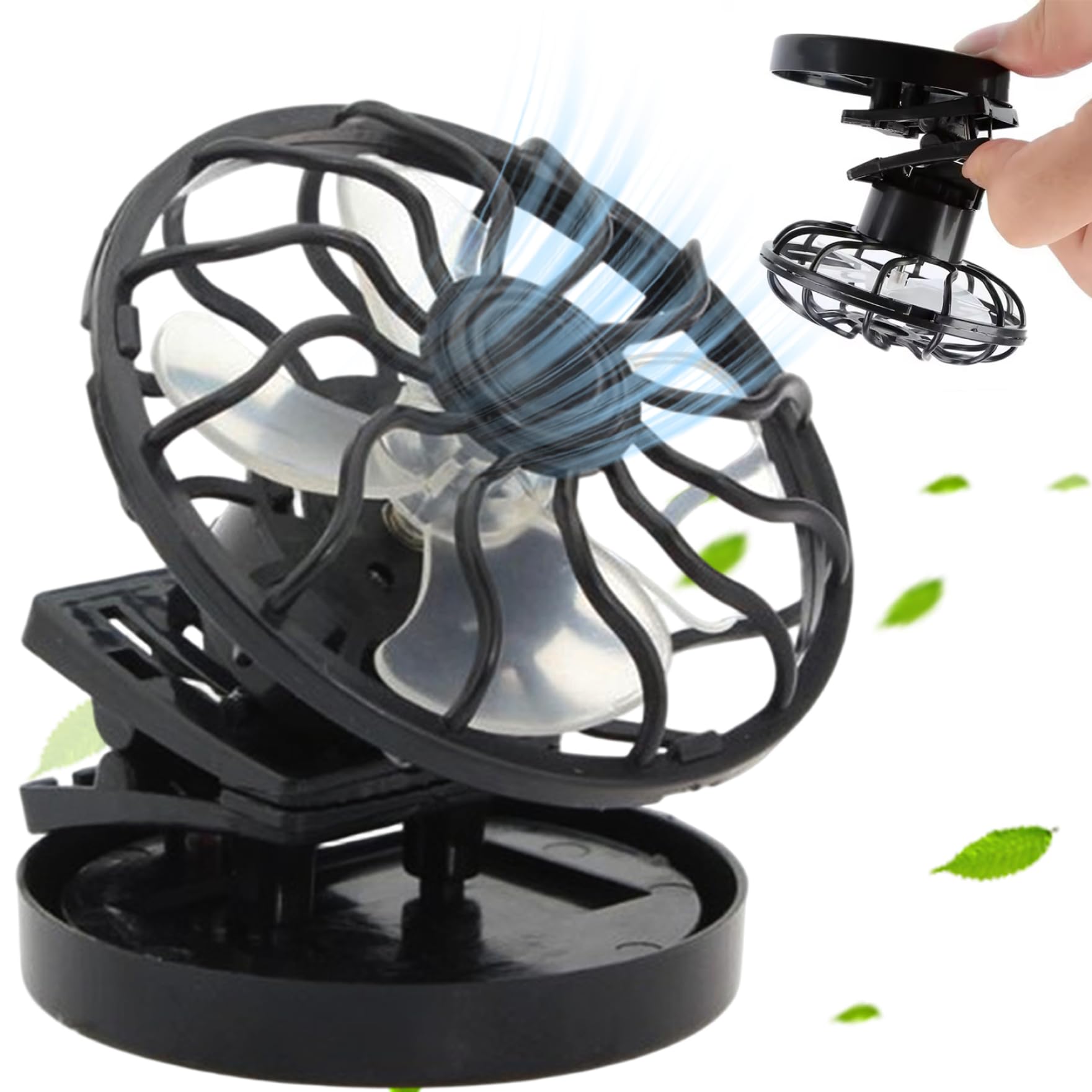 Ventilateur à énergie solaire portable avec clip de fixation pour casquette d'été