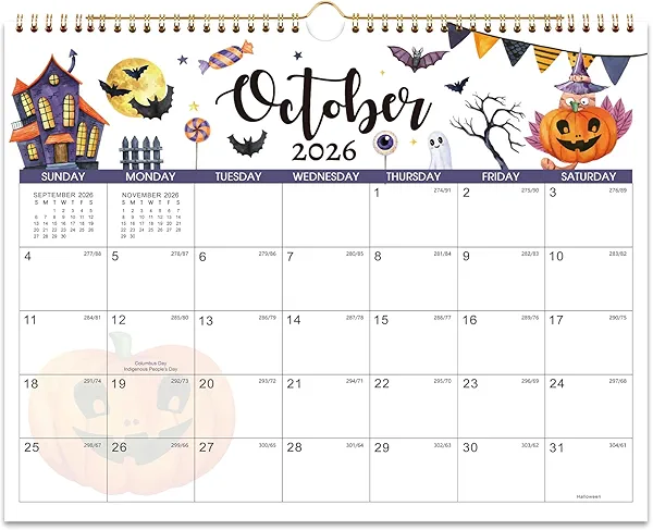 2026 Calendar - Wall Calendar 2026, January 2026 - December 2026 Wall Calendar, 14.8'' x 11.6'', with Julian Dates, Hanging Hole, Thick Paper