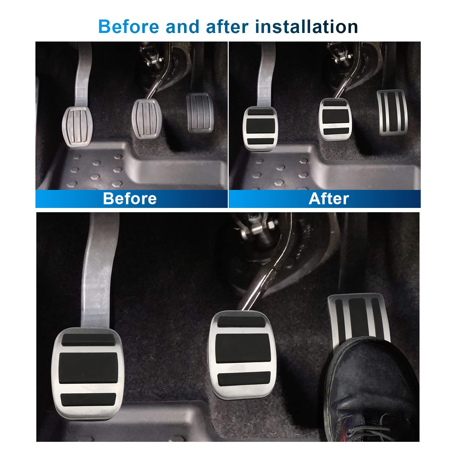 Couvre-Pédales Citroën C5 Aircross/C4/C5 X - Alliage Aluminium Antidérapant, Pour Boîte Automatique, Noir