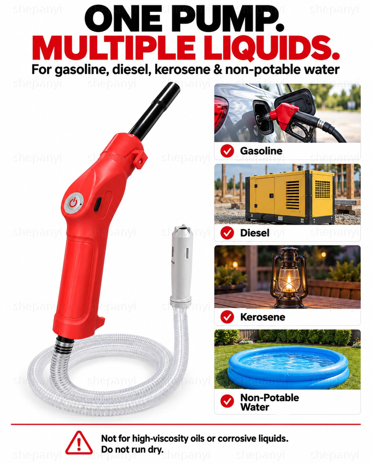 Pompe de transfert de carburant portable rechargeable par USB 3,2