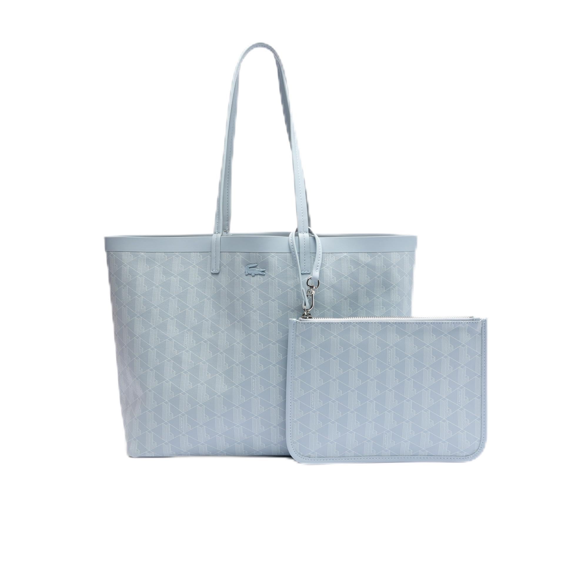 Lacoste Zely Canvas Monogram Medium Tote Bag with Removable Pouch