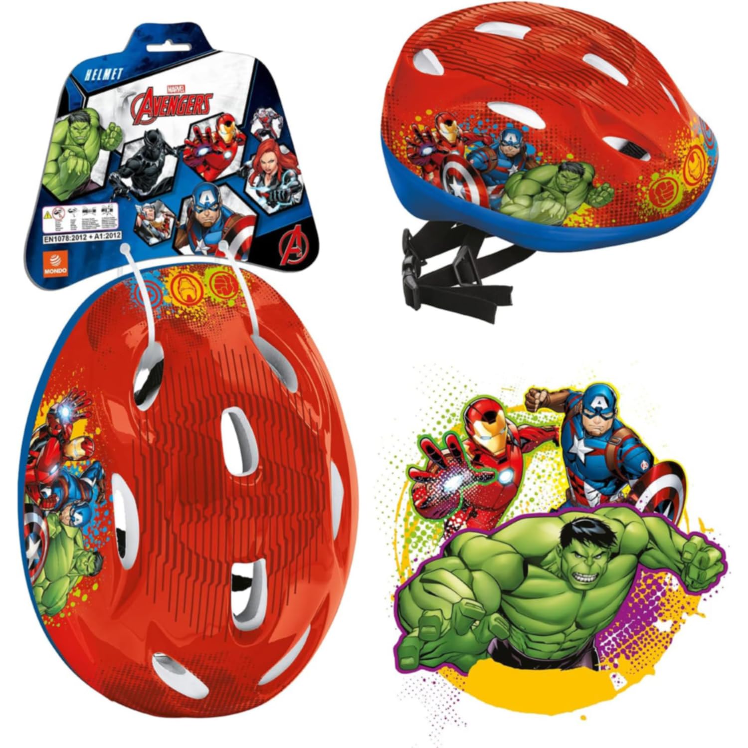 Mondo Avengers Casco Bici, Colore Rosso, 52-56, 18179