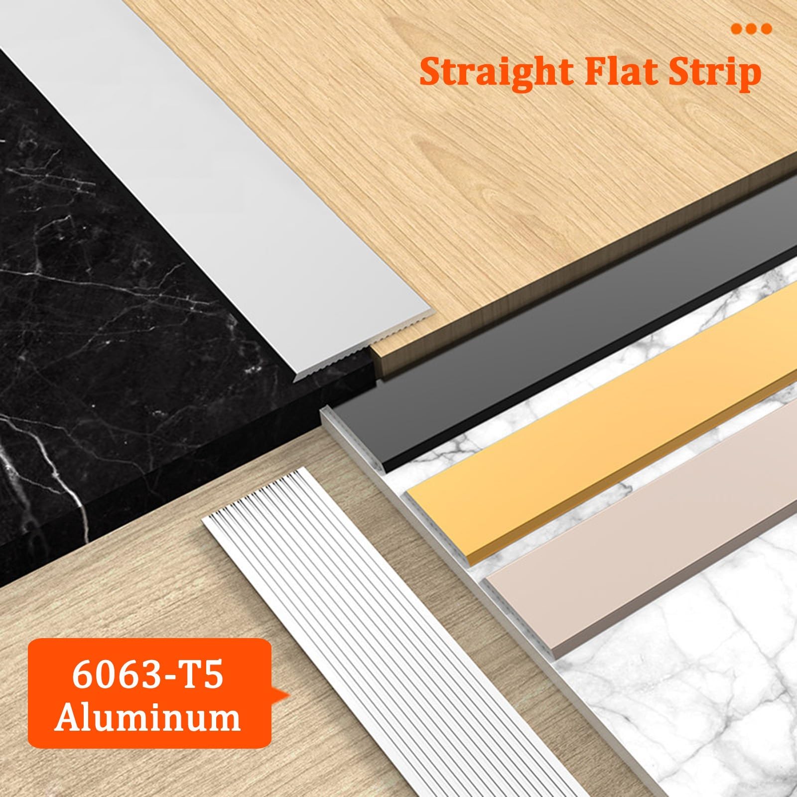 Perfil De Transición Plana,Tira De Moldura De Aluminio Para Borde De Piso, Moldura Metálica Resistente A Rayones Para Unir Huecos En El Piso(Negro,6cm)