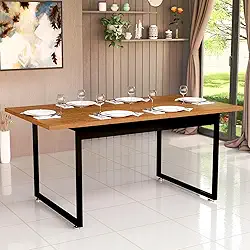 Mesa De Jantar Estilo Industrial Luxo Pés de Ferro Para Sala E Cozinha Área Gourmet (Nature)