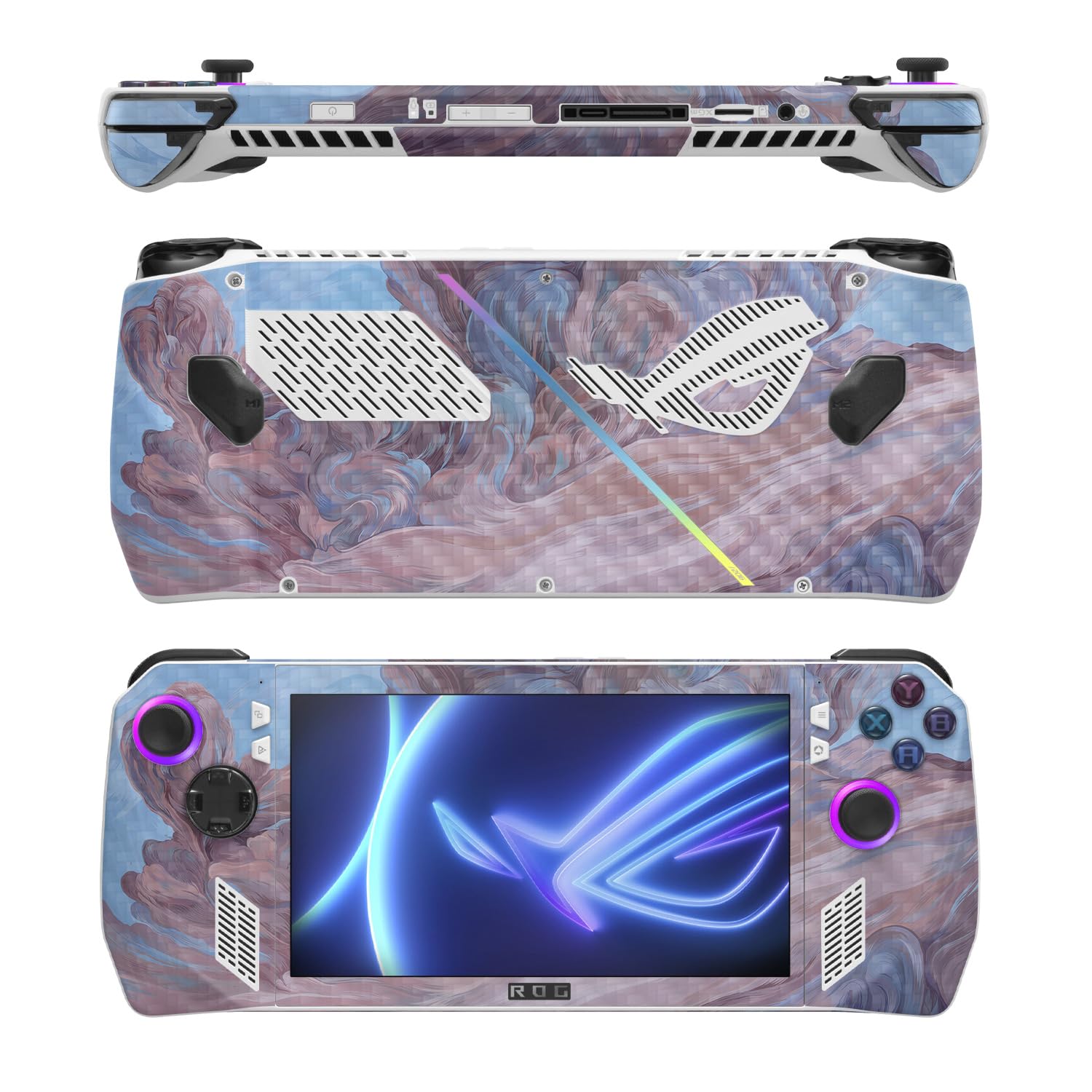 MightySkins Carbon Fiber Skin Compatible with Asus ROG Ally - Monsoon | Protective, Durable Textured Carbon Fiber Finish | Easy to Apply, Remove, and Change Styles