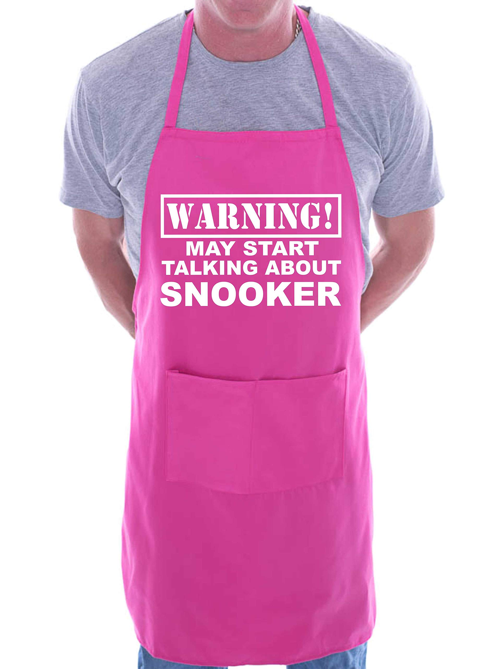 Print4u Men's Pink Warning May Talk About Snooker Funny Bbq Novelty Cooking Apron
