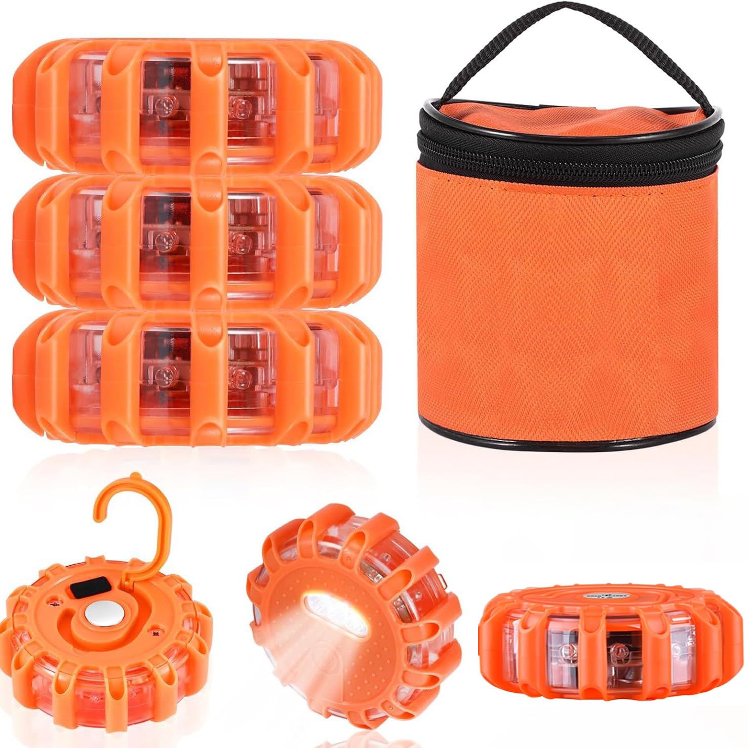 3 Stück Warnleuchte, LED Warnblinkleuchte Auto Panne mit Magnet und Haken, 9 Blinkmodi Leuchtmod, Wasserdicht Warnleuchten & Notbeleuchtung Warnlampe für Boote,LKW,PKW,Camping,Bergsteigen,Wandern