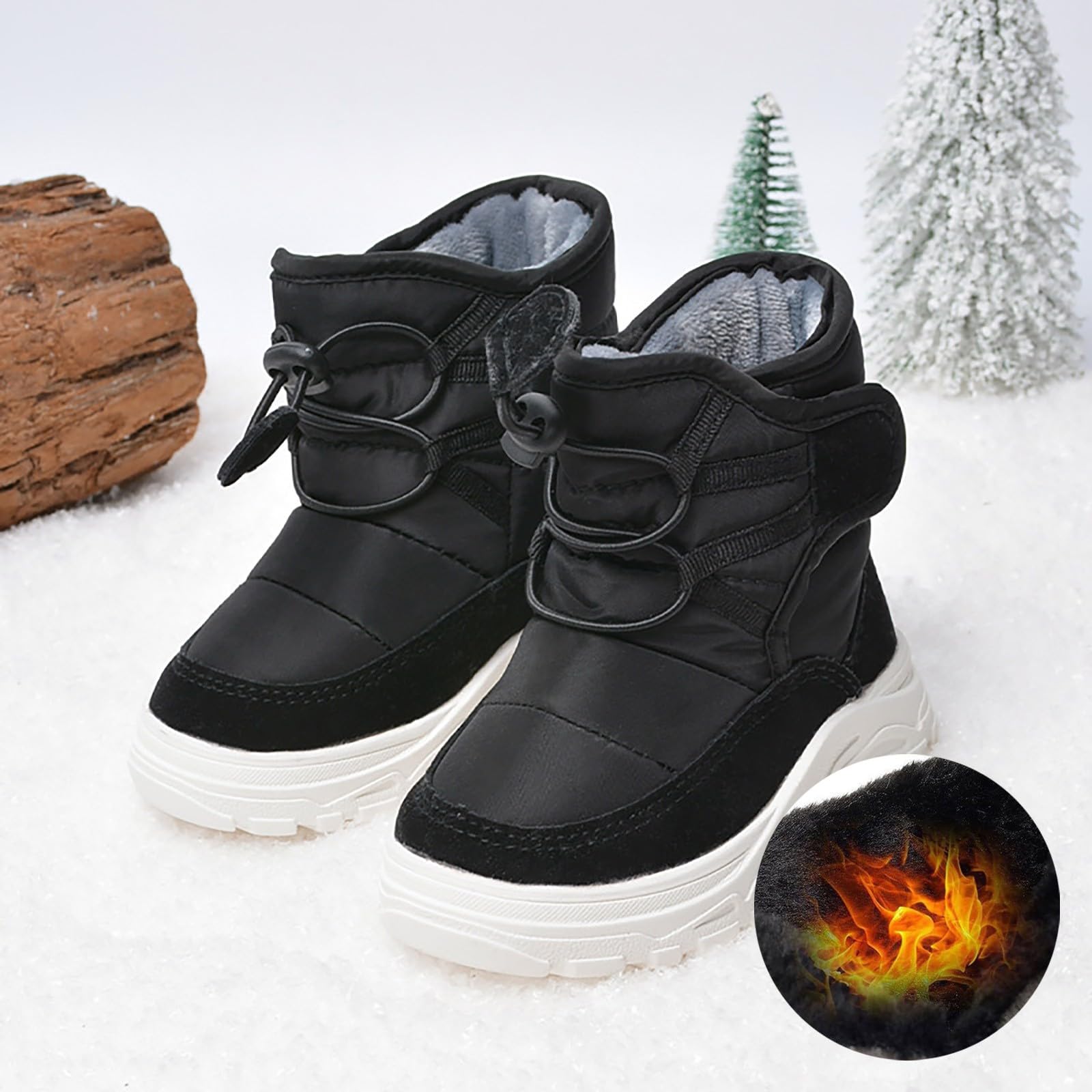 Bottes pour Bébé Fille Garçon - Fourrée Chaussures d'hiver Chaud Polaire Cheville Bottines Imperméables Hautes Printemps Automne Classiques Caoutchouc à l'Extérieur Premier Cadeau d'anniversaire