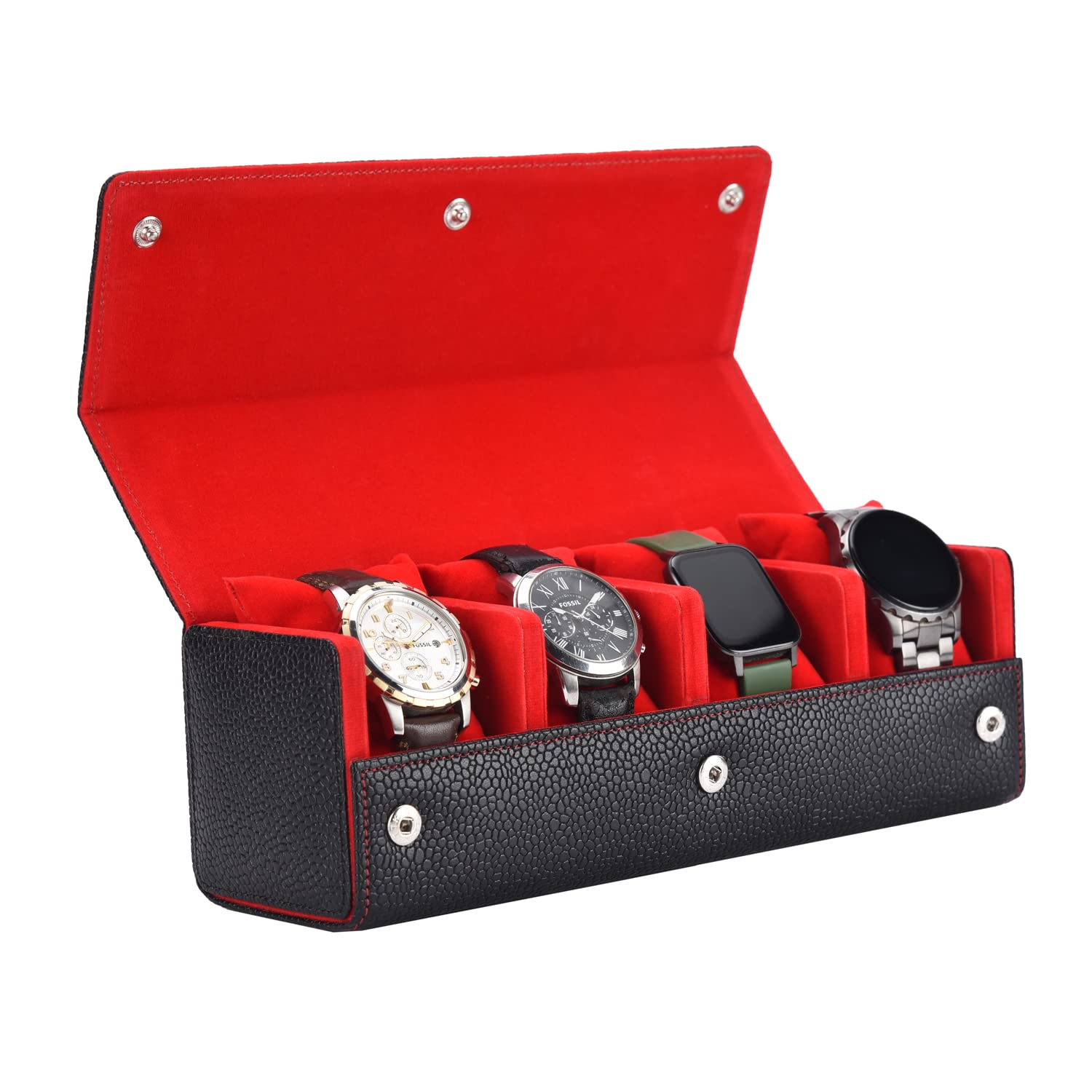 essart Sarvika PU Leather 4 Slot Watch Keeping Box For Men & Women | Watch Organizer Round Case | Watch Holder Pouch For Travel With Lock And Cushion (WR-1044-P-Black-Maroon) (B0BSNPB381) Amazon Price History, Amazon Price Tracker