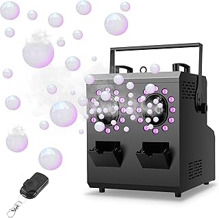Fog Bubble Machine,1500W 3IN1 Smoke Bubble Machine with 24LEDs RGBW 4IN1 Lighting Effect Remote Control Timer Settings DMX512 for Halloween Birthday Parties Wedding Show Festival Stage