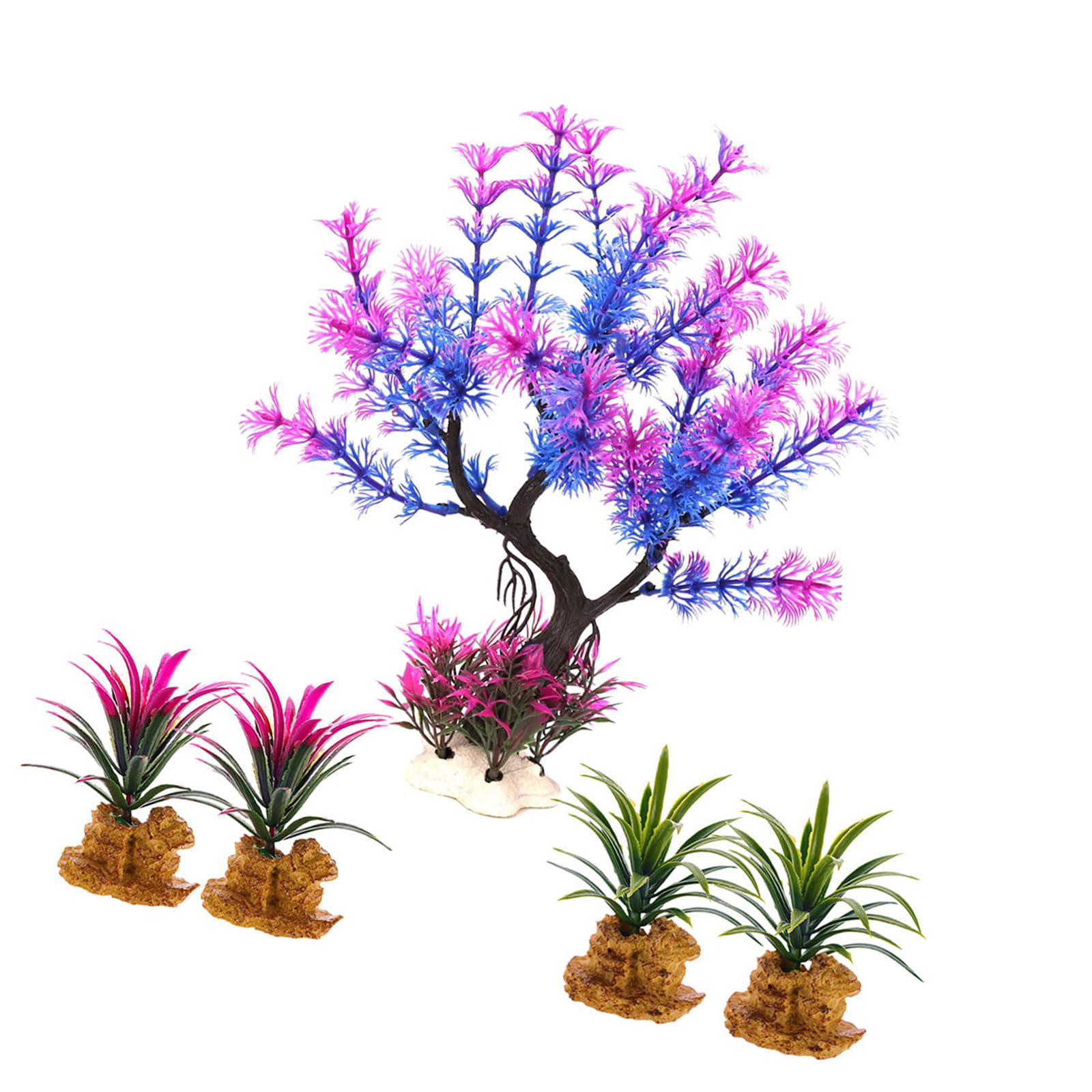 Msioytog Artificial Green Plant with Resin Base for Fishtanks Decoration Home Use Aquariums Underwater Landscape Accessory Aquariums Plant