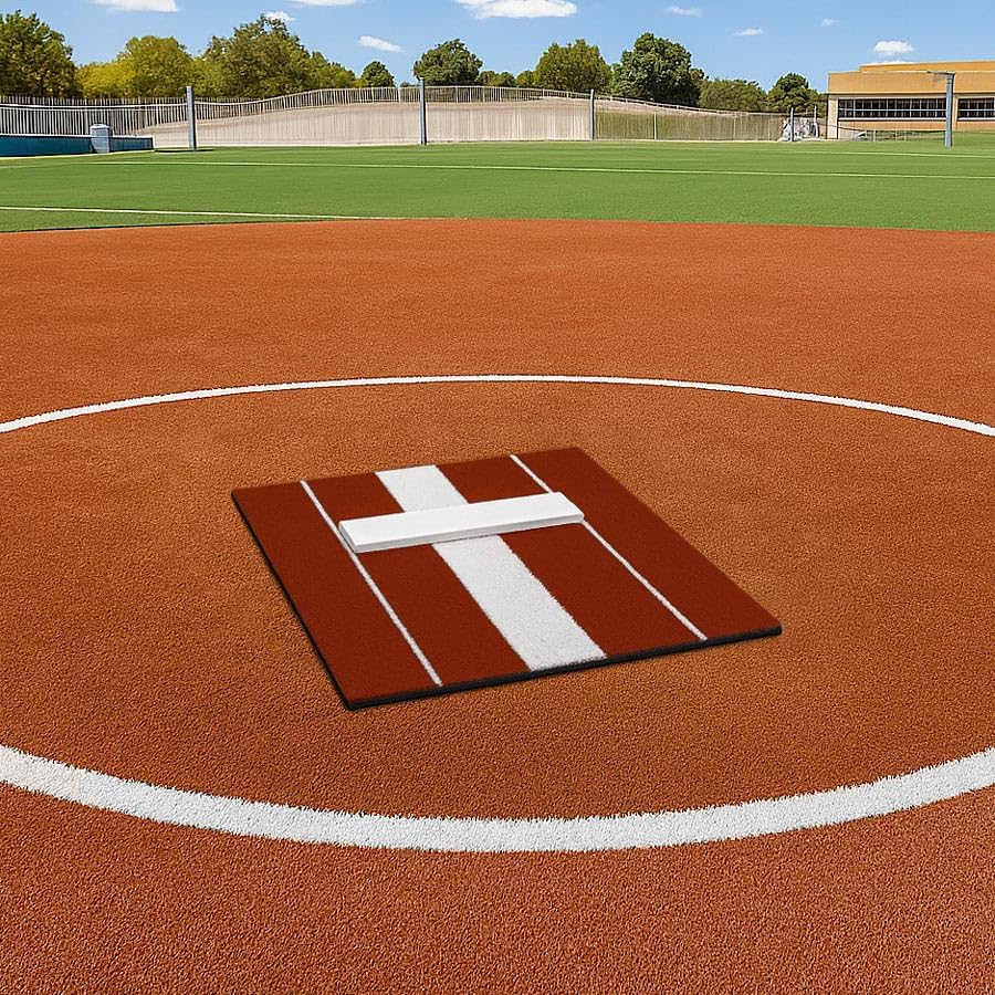 FORZA Compact Softball Pitching Mat [2ft x 3ft] | Portable Artificial Turf Mat with Regulation Pitching Rubber & Power Stride Line