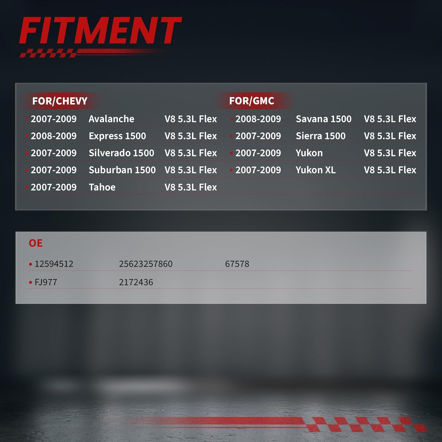 Fuel Injectors fits for-Chevy Avalanche Express Silverado Suburban Tahoe for-GMC Savana Sierra Yukon XL 1500 V8 5.3L, OE Replacement 12594512 FJ977 8pcs