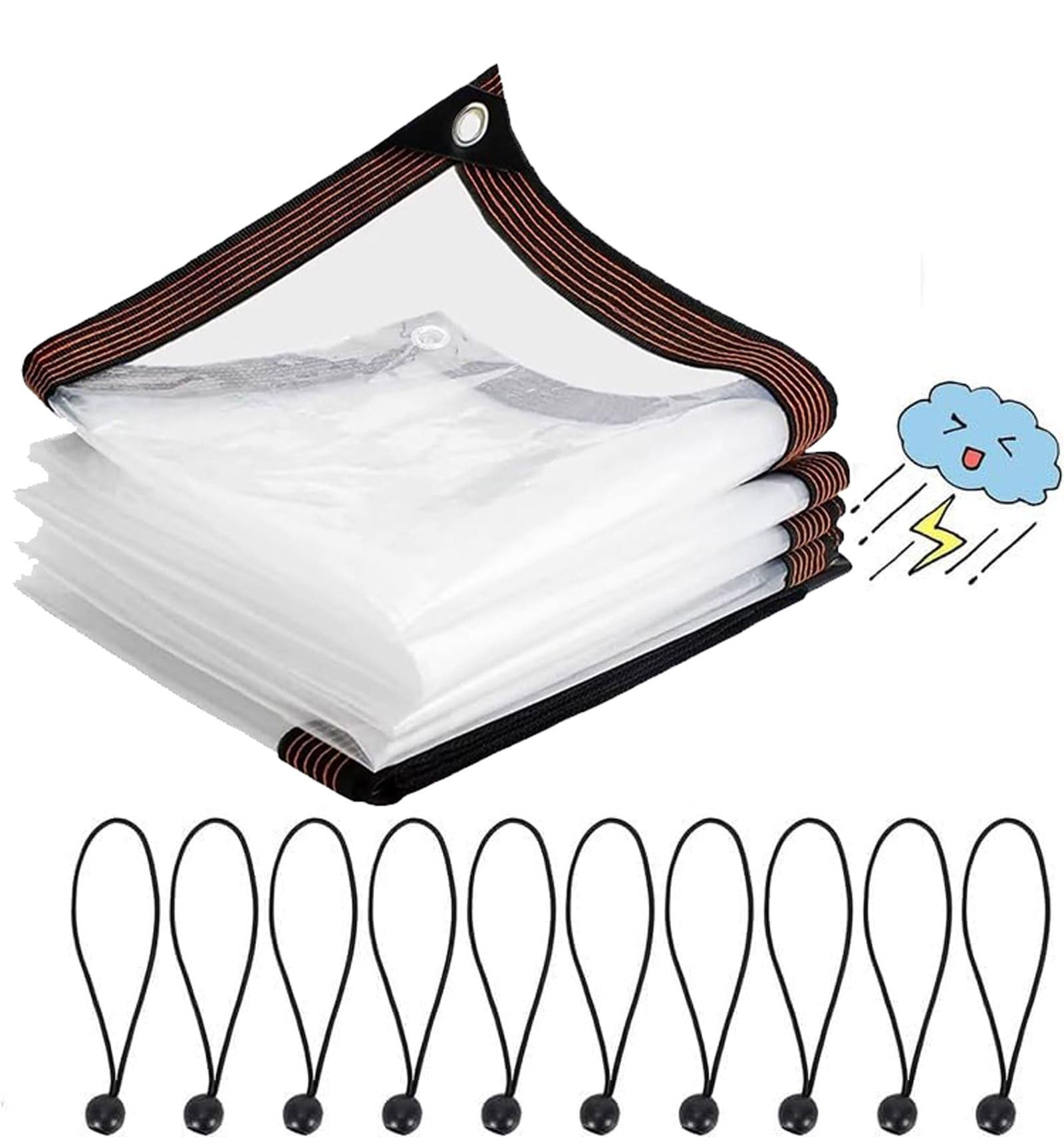 PVC Clear Tarp，24x27 FT Clear Waterproof Tarps Clear with