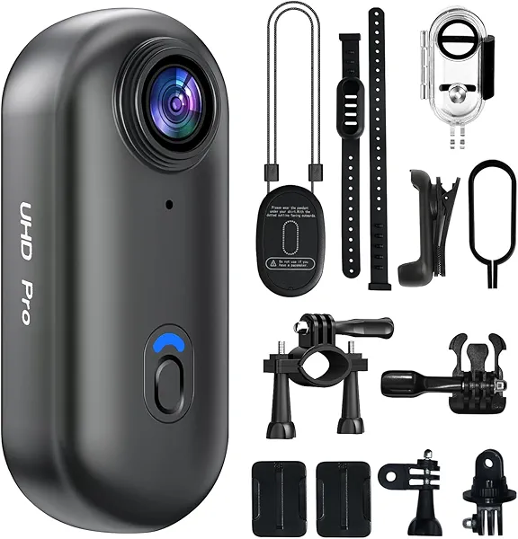 4K Mini Body Camera, Thumb POV Portable Body Cam Sports Action Camera Hands Free Waterproof Recording Wearable Camera Personal Camcorder Helmet Mounted Sports For Cycling, Motorcycle Vlogging (Black)