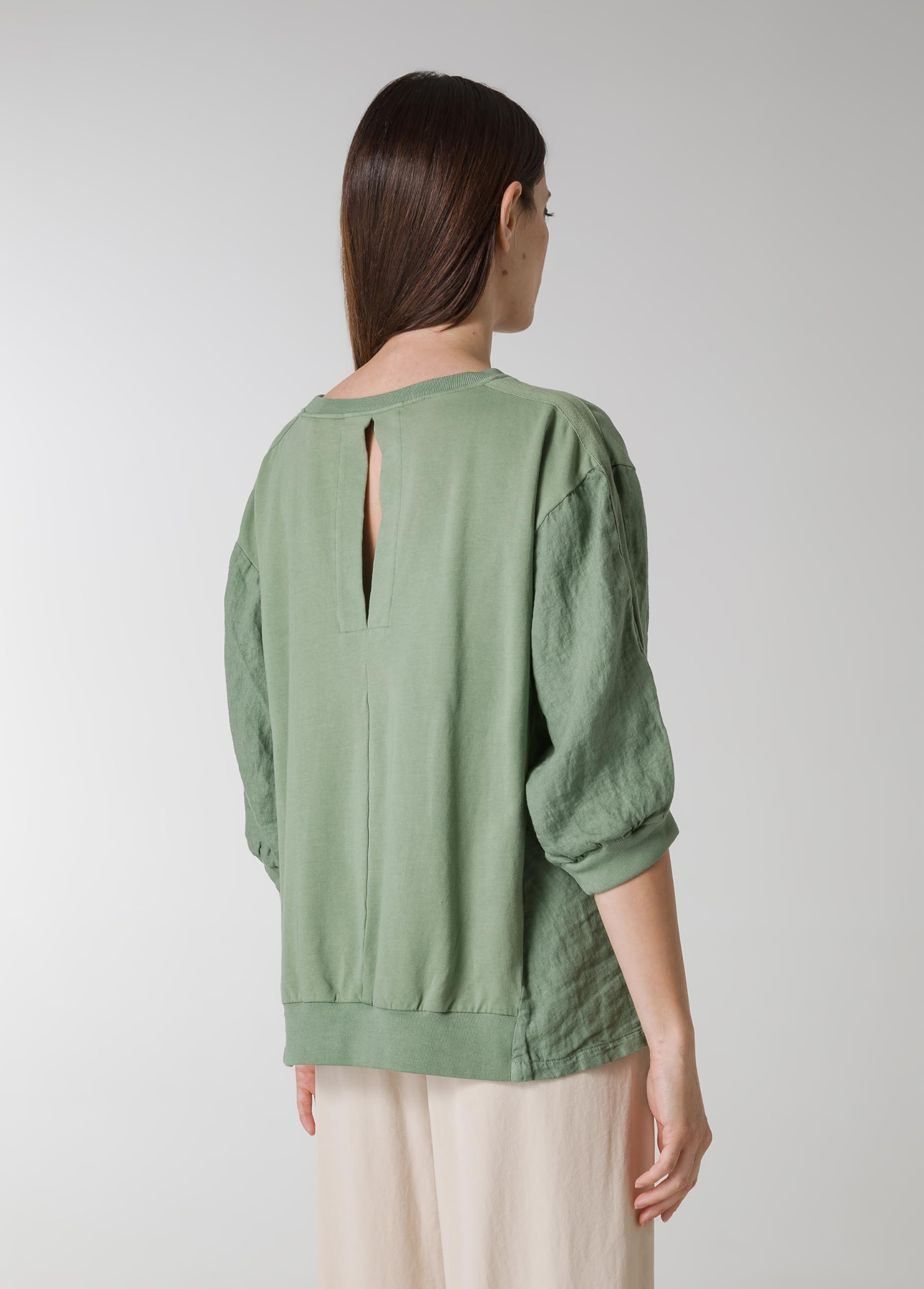 DEHA - Felpa Mixed Linen Sweatshirt in Cotone per Donna
