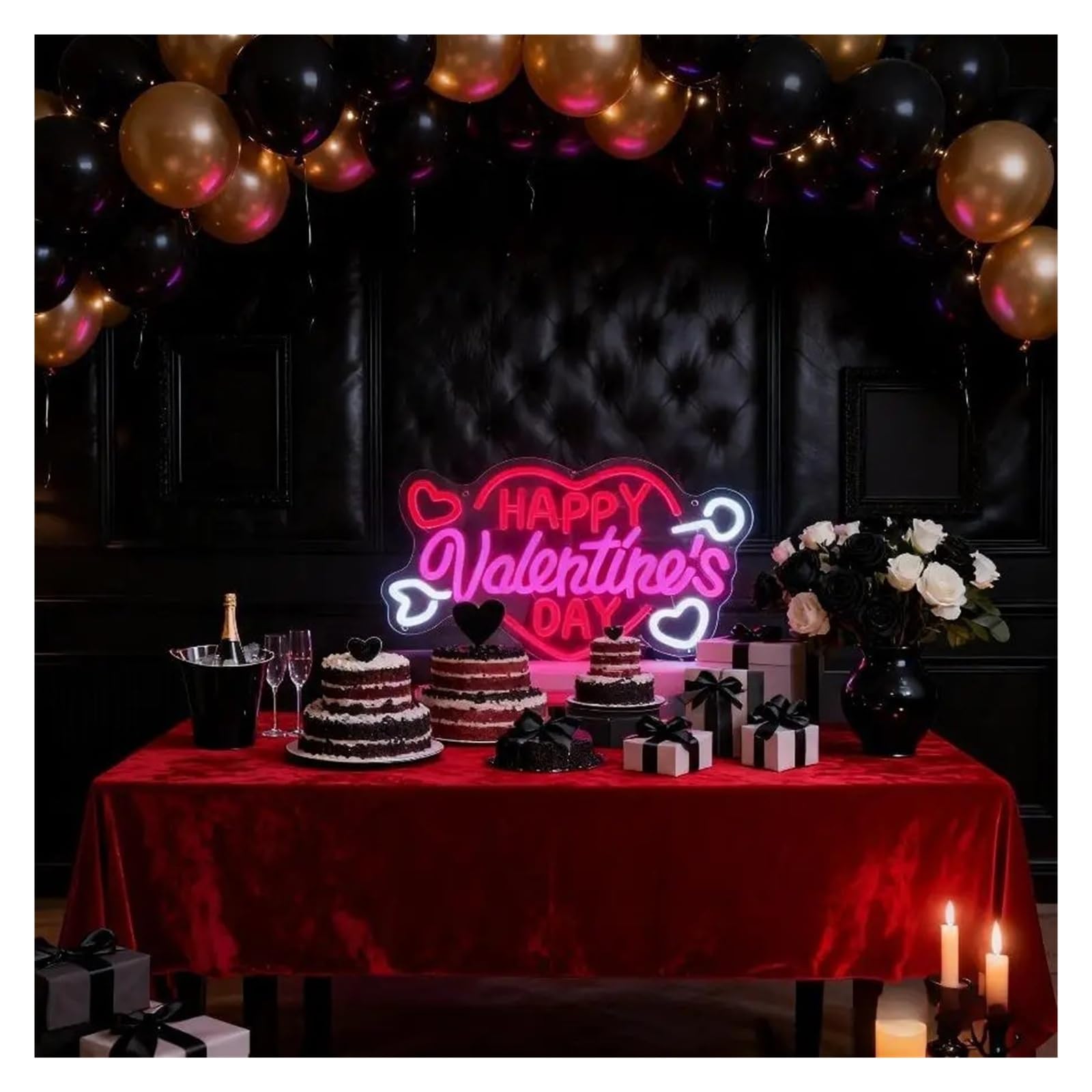 Hängende Kunst-Leuchtreklamen Happy Valentine's Day Neonlichtschild, USB-dimmbare Wanddekoration für Schlafzimmer, Spielzimmer, Wohnzimmer, Party 14.96x9.65in