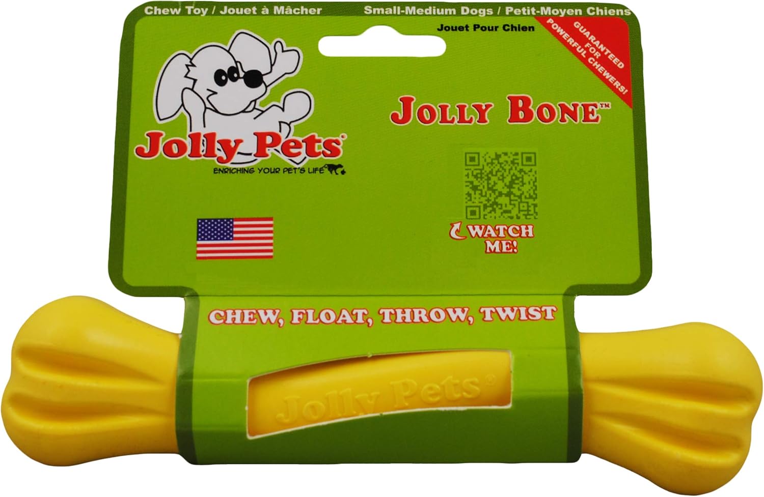 Jolly Pets Bone TPE Dog Toy, 16 cm, Yellow BigaMart