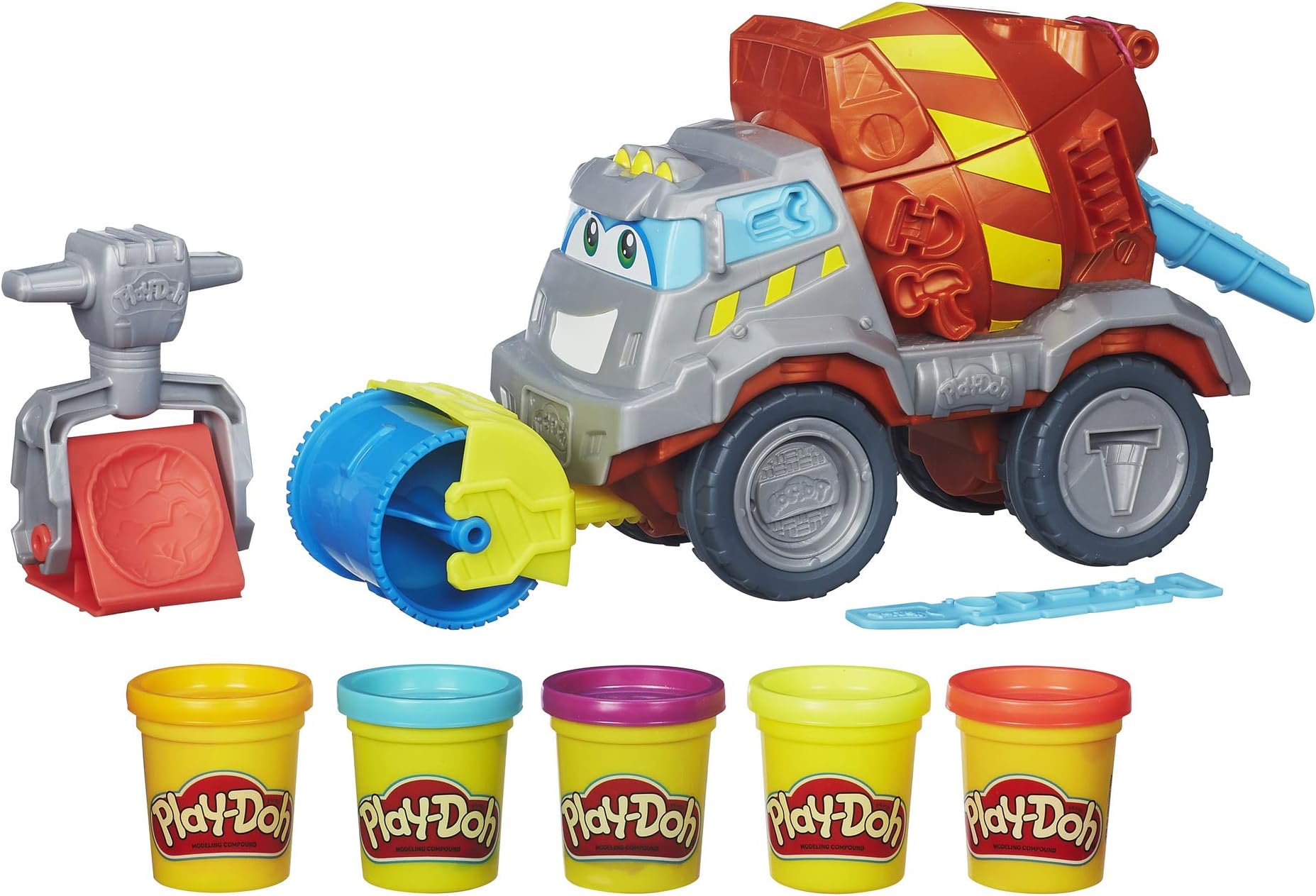 Hasbro Play-Doh Max The Cement Mixer Toy Construction Truck with 5 Non-Toxic Play-Doh Colors, 2-Ounce Cans (Amazon Exclusive)